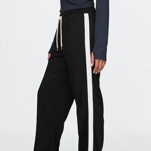 GAP Straight Leg Track Pants (Black w/ White Stripe)